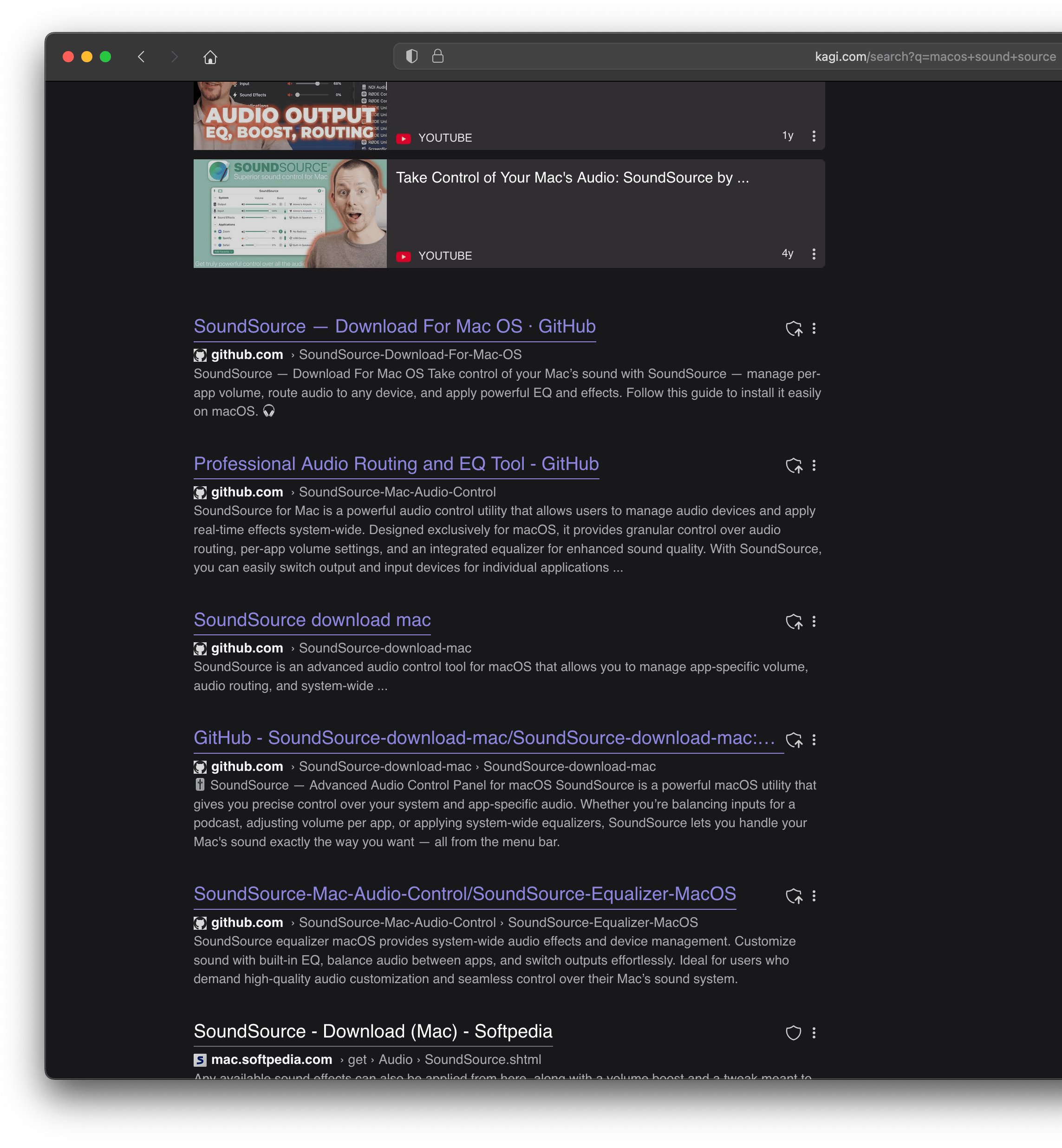 High search rank on Kagi